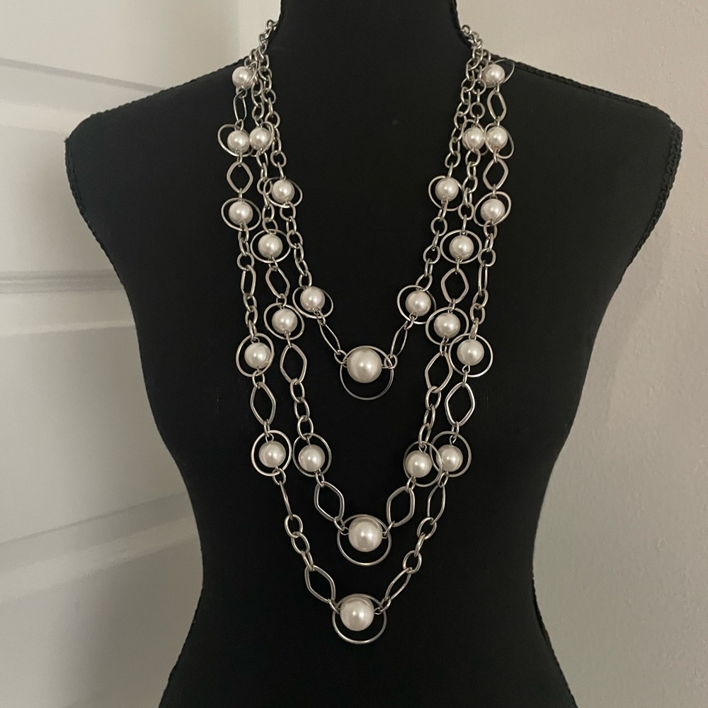 NY & Co Multi Layer Faux Pearl Necklace